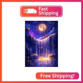 Ykpm155 Kinplub Moonlight Waterfall Diamond Art Kits For Adults Beginners Moon 5d Diamo