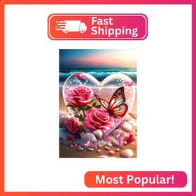 Ym-009-a Kinplub Beach Diamond Painting Kits For Adults Flowers Heart Art