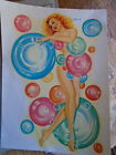 899-b Lady Vtg 6x8 Meyercord 1940 Crafts Dancing Pinup Bubbles Art Transfer Decal
