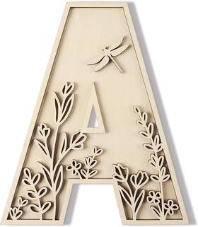 23092 Longan Craft Layered 12 Inch Large Wooden Letters For Wall Decor Flowered Paintable A