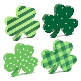 Lulupia Leaves4 4pcs St Patricks Day Shamrocks Decorations Large Size Wooden Table Signs