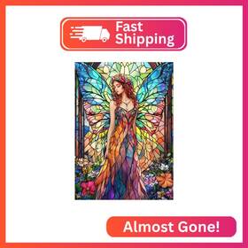 61-11979 Lxmsja Fairy Stained Glass Diamond Art Kits For Adults Flowers Painting