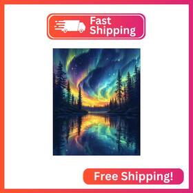Mbyauyn-a-003 Mbyauyn Diamond Art Kits For Adults Aurora Lake Painting Kit Diy Full