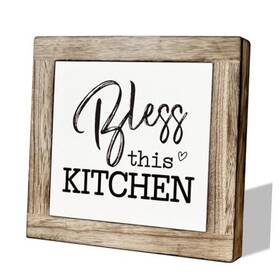 Smp383 Mlteye Kitchen Decor Wood Sign Bless This Wooden Box Signs