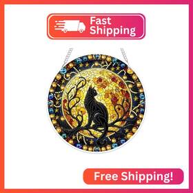 S052aa Mogtaa Hanging Diamond Art Painting Pendant Kits 5d Black Cat
