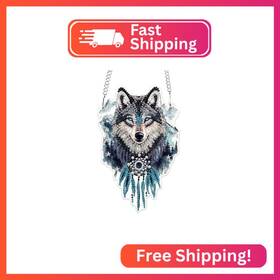 S248 Mogtaa Wolf Diamond Art Hanging Pendant Kits 5d Special Shape