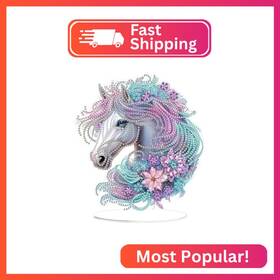 S514 Mogtaa Horse Diamond Art Desktop Ornaments Kits For Adults Diy Flowers