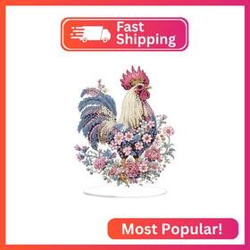 S526 Mogtaa Chicken Diamond Art Desktop Ornaments Kits For Adults Diy Flowers Diamon