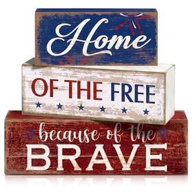 Moucuny Moc-moucuny-1535 4 Pcs Patriotic Table Decorations Independence Day Wooden Brave