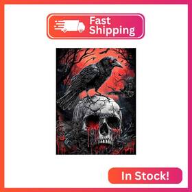 G7850-us Mrnsiet Helloween Crow Diamond Painting Kits For Adults 5d Skull With Blood Hor