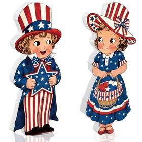 Xnhnhzmzs001 Muouakate 2pcs 4th Of July Table Decorations Vintage Patriotic Tiered Tray Decor 250