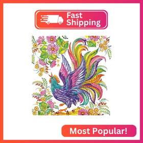 At090 Mvvmtop Diamond Painting Art Kit Diy Rooster And Flower 5d Special Shape Crysta
