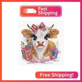 At097 Mvvmtop Diamond Art Painting Kit Diy Cow 5d Special Shape Crystal Parti