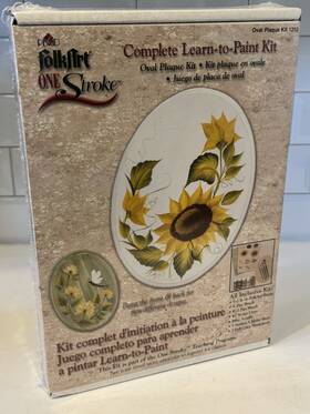 Plaid 028995012129 Folk Art One Stroke Learn To Paint Kit Oval Paque Sunflower Complete New
