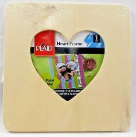 975-42e Plaid New 2014 Heart Wood Picture Frame To Paint Woodenware 8x8 7062