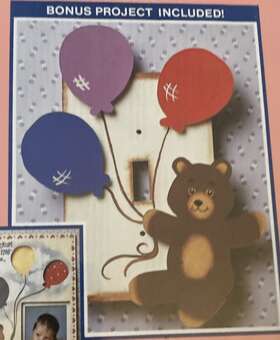 Cpw728 Pop-n-paint Vtg Rare Ftballoon Bearft Single Light Switch Plate/frame #cpw728