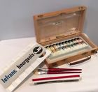 1022 Ref Lefranc Bourgeois Vtg Paint Set Brushes Tools Mixing Tray