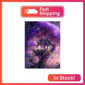 Re-dp-qy011 Rekxtmo Purple Tree Of Life Diamond Art Kits For Adults 5d Painting Beginne