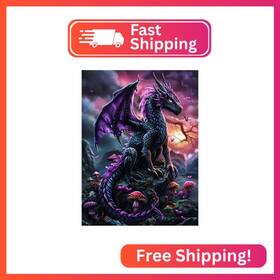 Re-dp-qy064 Rekxtmo Purple Dragon Diamond Art Kits For Adults Painting Beginners