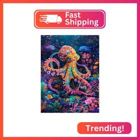 Re-dp-qy077 Rekxtmo Colorful Octopus Diamond Art Kits For Adults Animal 5d Painting Beg