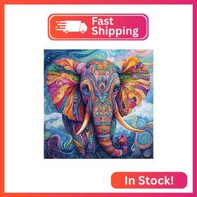 Re-dp-qy080 Rekxtmo Abstract Elephant Diamond Art Kits For Adults Animal Painting Begin