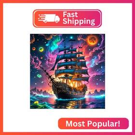Re-dp-qy086 Rekxtmo Pirate Ship Diamond Art Kits For Adults 5d Painting Beginners Diam