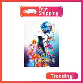 Re-dp-qy091 Rekxtmo Diy Cat Diamond Art Kits For Adults 5d Painting Beginners Flow