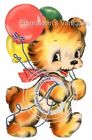 An731 Retro Shabby Teddy Party Decals Waterslide Vintage Bear