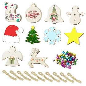 Christmas1 Ricluck 744430173650 50pcs Unfinished Wooden Christmas Ornaments 10 Styles