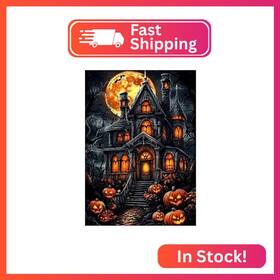 Ld027 Ricuved Halloween Diamond Art Kits For Adults Horror House Painting Kit