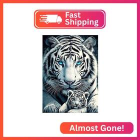 Wx10856 Ricuved White Tiger Diamond Painting Kits For Adults 5d Animal