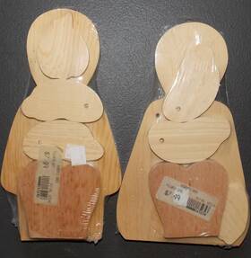 165242 Roberts Orem Pilgrim Boy Girl Unfinished Wood Tole Figurine Doll Set