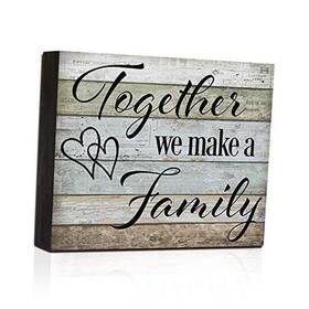 Swsn10107 Sac Box Sign Wood Block Quote - Together We Make A Family-home Decor