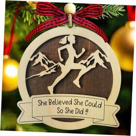 Nana99636 Samdemory Pod Running Christmas Ornament 2025-2 Layer Wooden Woman