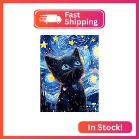 B32313 Sanyun Cat Diamond Art Kits For Adults Starry Night Painting Anima