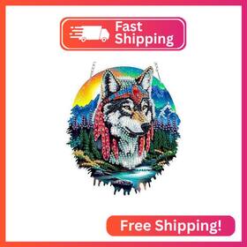 S082 Senqao Wolf Diamond Art Hanging Kit For Adult Mountain Landscape 5d Special Sha