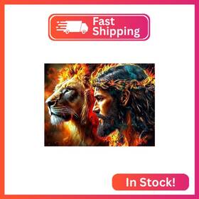 Wx10696 Senqao Lion Diamond Art Kits For Adults Diy 5d Jesus Painting