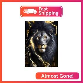 Wx6159 Senqao Diamond Art Kits Black Lion 5d Kit Full Round Drill Painting