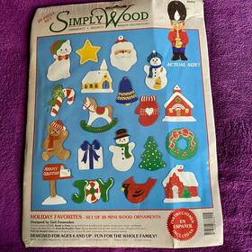 06601 Simply Wood 1995 Vtg 20 Mini Ornaments Holiday Favorites Ready To Paint Nip