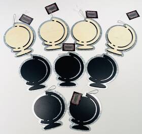 Spa06133 Sparrow Innovations Lot 9 Make It Love Wood And Chalkboard Shapes On Metal 5.5 Inch Globe #spa06133 Nwt