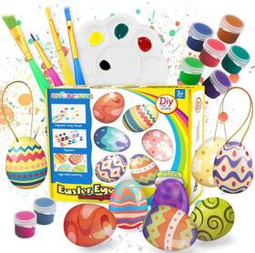 Springflower 731946769613 24pcs White Easter Egg Painting Kit Diy Hanging Flocking Eggs