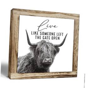 Smpa023 Suszdou Funny Cow Sign Wooden Plaque For Table Farmhouse And Country Inspirational 03