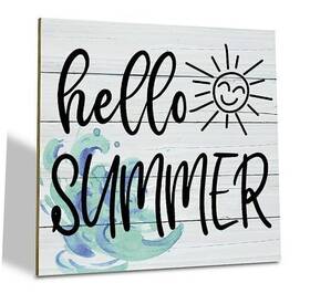 Tbmp106 Suszdou Hello Summer Wood Sign Plaque Table Art Sunshine