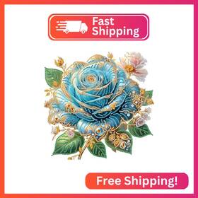 Tontut Sha025 Diamond Art Painting Kit Blue Pretty Flowers 5d Diy Partial Special Shape Diamo