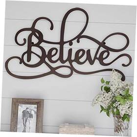 80-wallsgn-wrd10 Trademark Glb Believe Wall Decor - Decorative 3d Metal Cutout Word Art Sign For Inch
