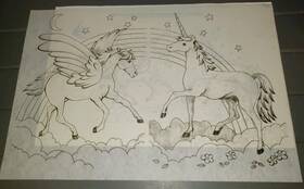 0495 Tri-chem A Unicorn And Pegassus Rainbow Picture To Paint Trichem
