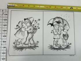 0853 Tri Chem Boy Girl Miniatures Tole Fabric Picture Paint Pattern Vintage Nos