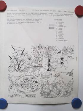 3122 Tri-chem Vintage Picture To Paint Felt Usa Poster Owl Turtle Fish Caterpillar