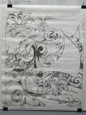 4087 Tri-chem Vtg Artex Mod Poster Picture To Paint