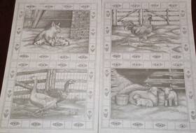7088 Tri Chem Farm Animals Set 4 Panels Pig Sheep Picture To Paint Trichem